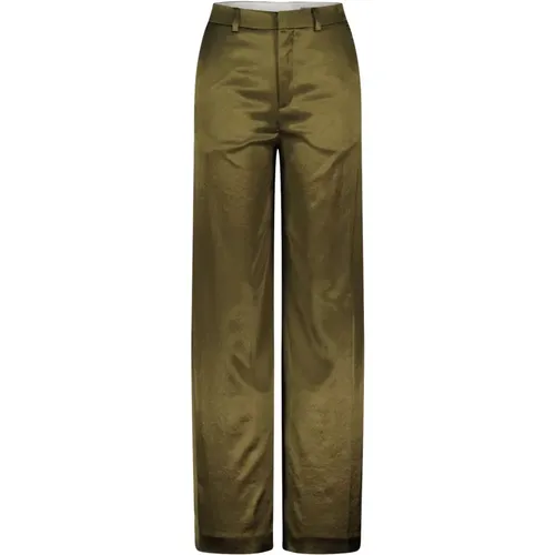 Straight Leg Mid-Waist Zipper and Button Closure Shiny Look Side Pockets , female, Sizes: W29 L34, W26 L34 - drykorn - Modalova