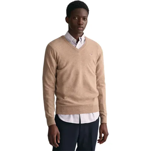 Classic V-Neck Wool Sweater , male, Sizes: M - Gant - Modalova