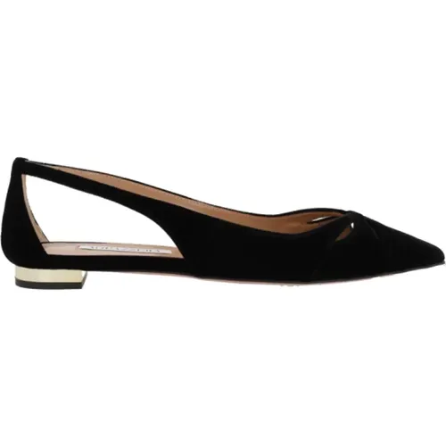 Velvet Ballet Flats with Cut-Outs , female, Sizes: 4 UK, 3 1/2 UK, 4 1/2 UK, 5 UK, 7 UK, 5 1/2 UK, 6 1/2 UK - Aquazzura - Modalova