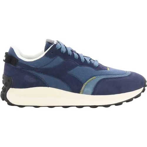 Blaue Wildleder Rennschuhe , Herren, Größe: 46 EU - Diadora - Modalova