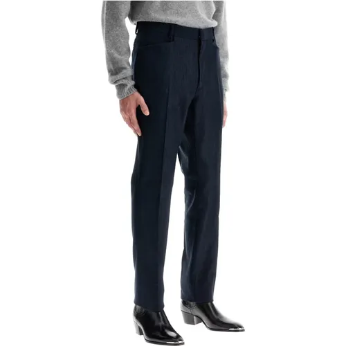 Canneté pattern cigarette cut trousers , male, Sizes: XL - Tom Ford - Modalova