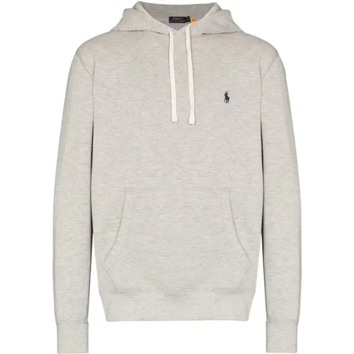 Grauer Baumwoll-Polo-Pony-Hoodie-Pullover , Herren, Größe: L - Ralph Lauren - Modalova