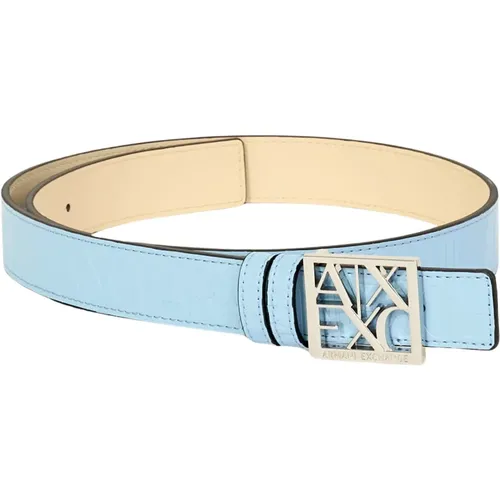 Blauer Logo-Gürtel für Damen , Damen, Größe: 95 CM - Armani Exchange - Modalova