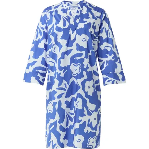 Kleid mit Tunika-Ausschnitt und All-over-Print , Damen, Größe: XL - comma - Modalova