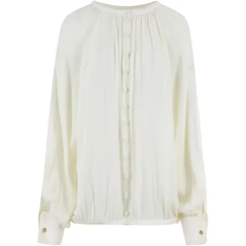 Ivory Silk Crepe Draped Shirt , female, Sizes: M - Max Mara - Modalova