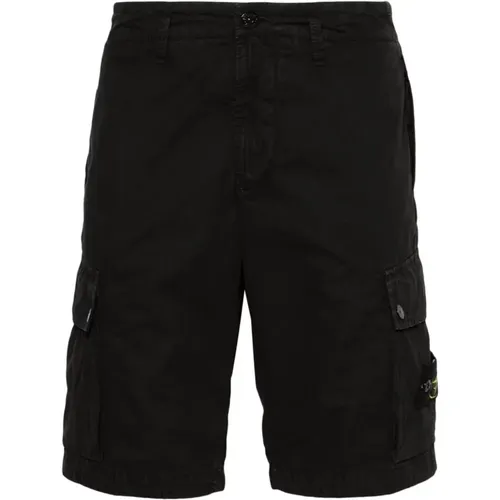 Schwarze Shorts mit Schrägen Taschen , Herren, Größe: W31 - Stone Island - Modalova