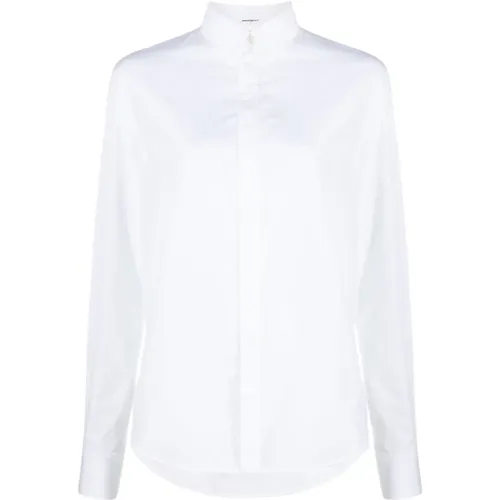 Weiße Baumwoll-Langarmshirt , Damen, Größe: M - Wardrobe.nyc - Modalova