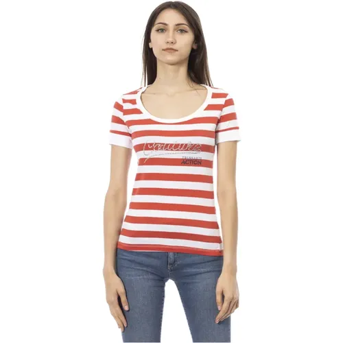 Casual T-Shirt mit kurzen Ärmeln und Rundhalsausschnitt , Damen, Größe: L - Trussardi - Modalova