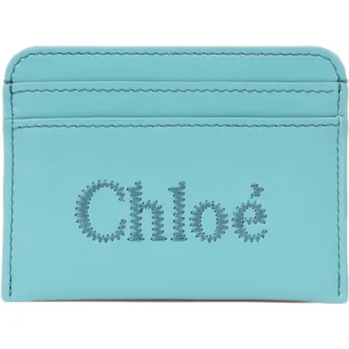 Blaue Geldbörse mit Besticktem Logo , Damen, Größe: ONE Size - Chloé - Modalova