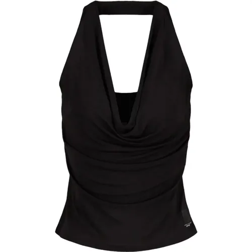 Stylisches Jersey-Top mit Drapiertem Ausschnitt , Damen, Größe: L - Armani Exchange - Modalova