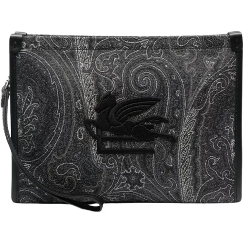 Leather Wallet with Paisley Print , female, Sizes: ONE SIZE - ETRO - Modalova