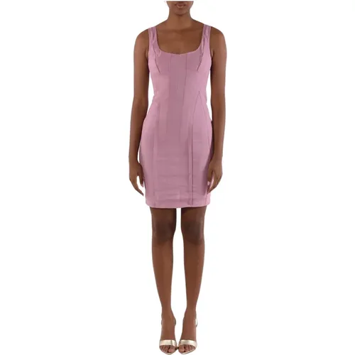 Midi linen dress with front slit , female, Sizes: L, XS, M, XL, S - pinko - Modalova
