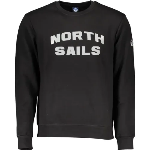 Schwarzer Baumwollpullover mit Logo-Print , Herren, Größe: S - North Sails - Modalova
