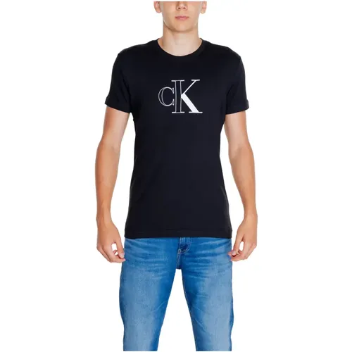 Schwarzes Einfaches Rundhals-T-Shirt , Herren, Größe: 2XL - Calvin Klein Jeans - Modalova