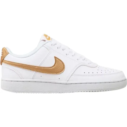 Niedrige Court Vision Weiße Gold Sneakers , Damen, Größe: 37 1/2 EU - Nike - Modalova