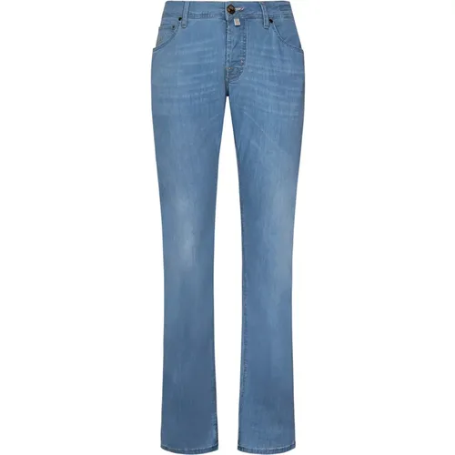 Slim Fit Blaue Jeans mit Naples Print , Herren, Größe: W31 - Jacob Cohën - Modalova