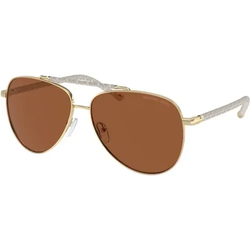 Goldbraune Sonnenbrille , unisex, Größe: 59 MM - Michael Kors - Modalova