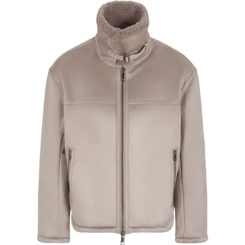 Ecoshearling Jacke mit Reißverschluss , Herren, Größe: L - Armani Exchange - Modalova