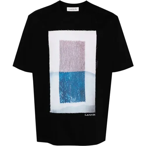 Cotton T-shirt with Archives Print , male, Sizes: 3XL, L, XL - Lanvin - Modalova