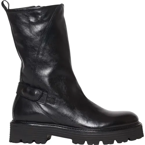 Leather Biker Ankle Boots , female, Sizes: 4 UK, 5 UK - Hundred100 - Modalova