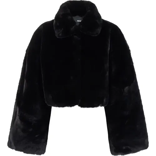 Schwarze Faux Fur Crop Jacke , Damen, Größe: L - ROTATE Birger Christensen - Modalova