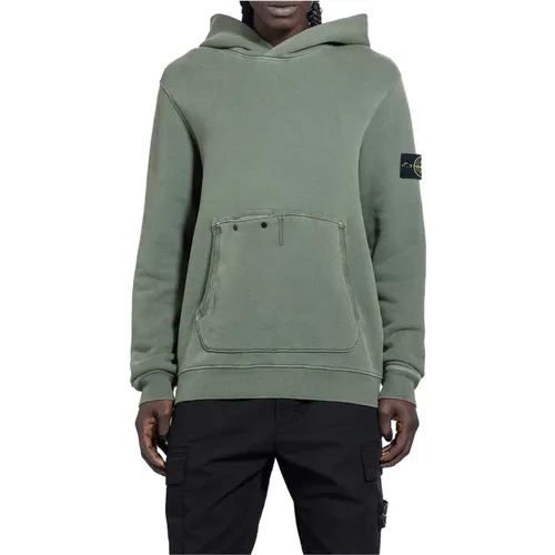 Baumwoll-Jersey Hoodie mit Kängurutasche , Herren, Größe: M - Stone Island - Modalova