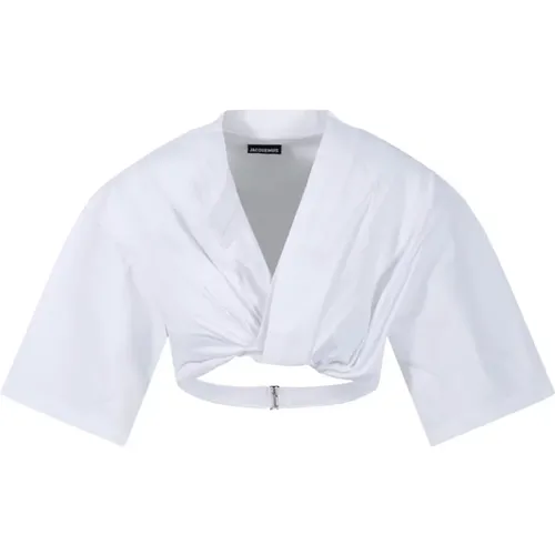 Bahia Court T-Shirt - Weiße Stilvolle Bluse , Damen, Größe: XS - Jacquemus - Modalova