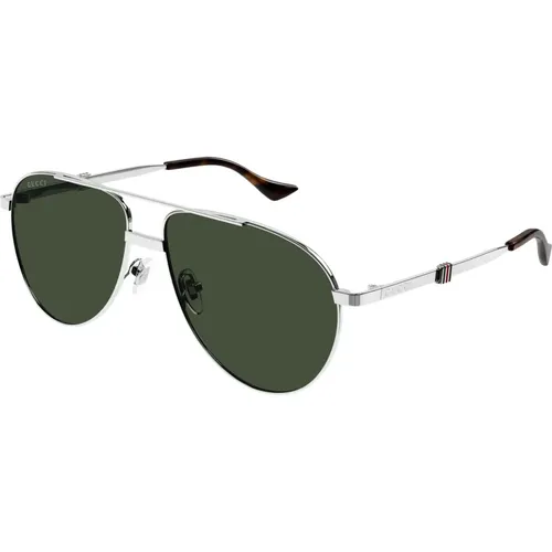 Stylish Sunglasses in Silver/Green , male, Sizes: 59 MM - Gucci - Modalova