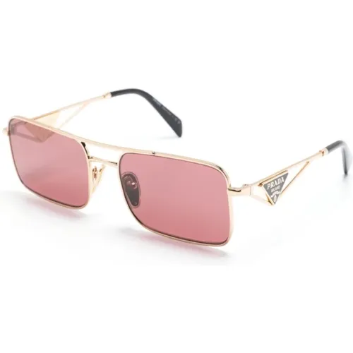 Gold Sungles with Original Accessories , female, Sizes: 56 MM - Prada - Modalova