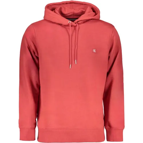 Roter Kapuzenpullover mit Logo-Applikation , Herren, Größe: L - Calvin Klein - Modalova