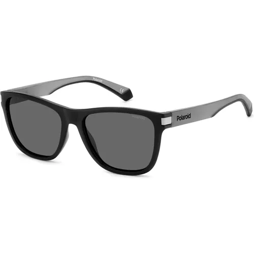 Matte Schwarz Graue Sonnenbrille , unisex, Größe: 56 MM - Polaroid - Modalova
