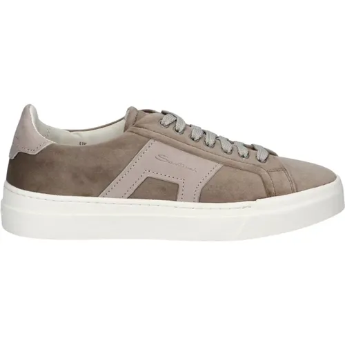 Grau Taupe Wildleder Sneakers , Herren, Größe: 40 EU - Santoni - Modalova