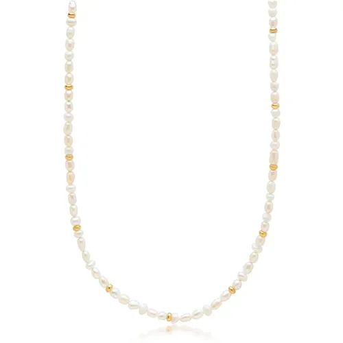Perlen-Choker-Halskette mit Goldplattierung , Herren, Größe: ONE Size - Nialaya - Modalova