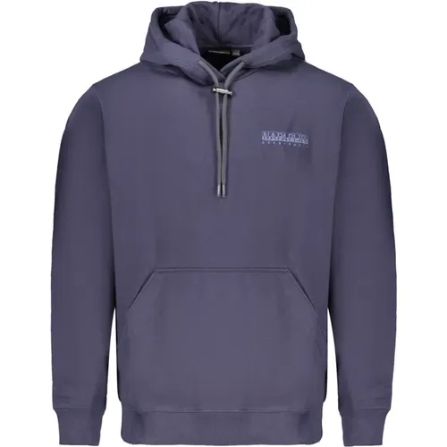 Blaue Kapuzenpullover mit Zentraltasche und Logo , Herren, Größe: XL - Napapijri - Modalova