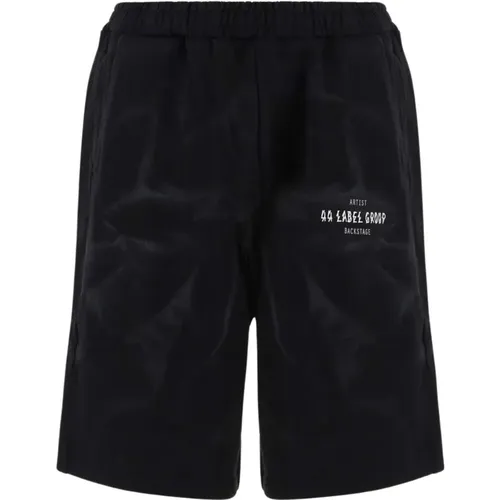 Schwarze Bermuda-Shorts aus Baumwolle mit Logo-Detail , Herren, Größe: M - 44 Label Group - Modalova