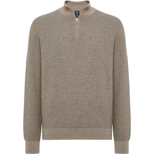 Cashmere-Mix-Halbzip-Strickpullover , Herren, Größe: 3XL - Boggi Milano - Modalova