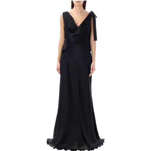 Elegant Satin Long Dress , female, Sizes: M - alberta ferretti - Modalova