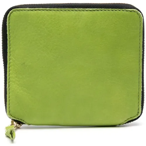Grüne Gewaschene Leder Brieftasche , Herren, Größe: ONE Size - Comme des Garçons - Modalova