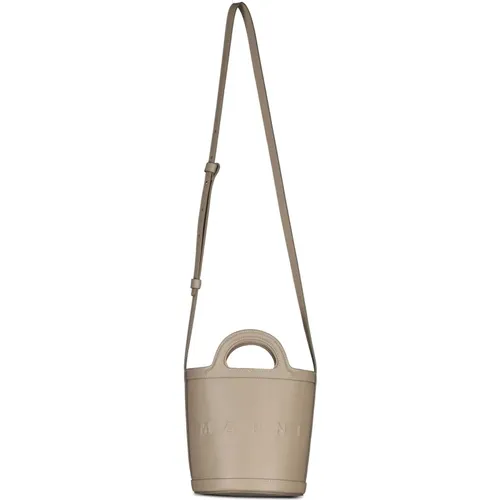Leder Bucket Bag mit Logo Marni - Marni - Modalova