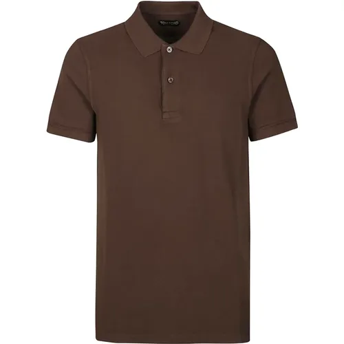 Chocolate Tennis Piquet Polo Shirt , male, Sizes: L, M - Tom Ford - Modalova