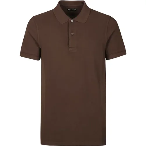 Chocolate Tennis Piquet Polo Shirt , male, Sizes: XL, L, M - Tom Ford - Modalova