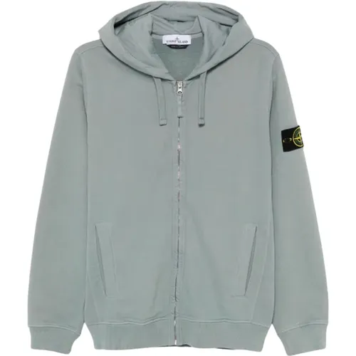 Brushed Cotton Fleece Full Zip Hoodie , male, Sizes: M, XL, L - Stone Island - Modalova