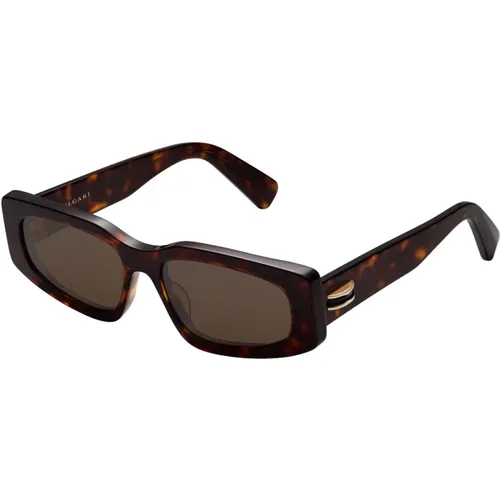 Schildpatt-Quadrat-Sonnenbrille mit Tubogas-Spirale,Braune Schildpatt Quadratische Sonnenbrille - Bvlgari - Modalova