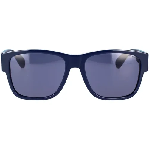 Geometrische Form Sonnenbrille Blau Gummi,Aluminium Quadratische Sonnenbrille Blau - Bvlgari - Modalova