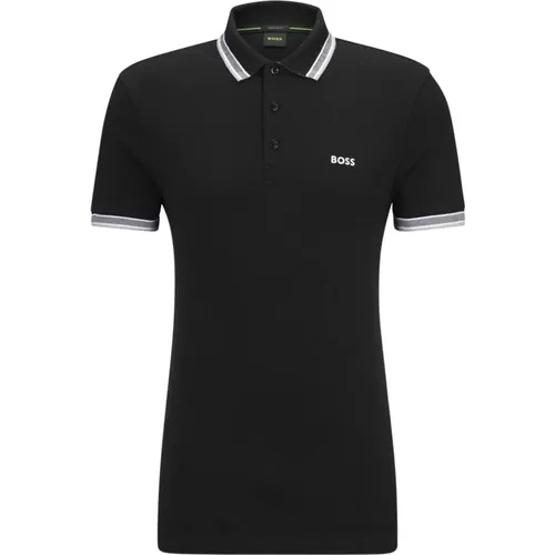 Herren Polo mit Details und Kontrast-Logo Modell 50469055 Paddy Farbe Schwarz , Herren, Größe: 2XL - Hugo Boss - Modalova