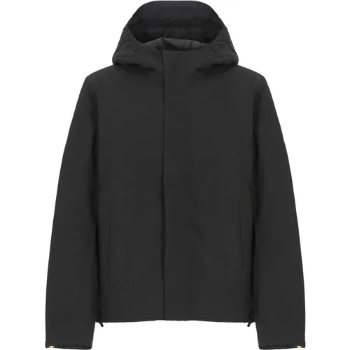 Schwarze Kapuzenjacke mit Kordelzug , Herren, Größe: XL - K-way - Modalova