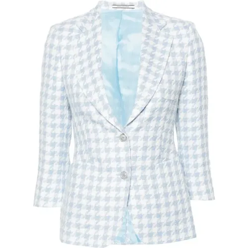 Debra Check Blazer White Blue , female, Sizes: S - Tagliatore - Modalova