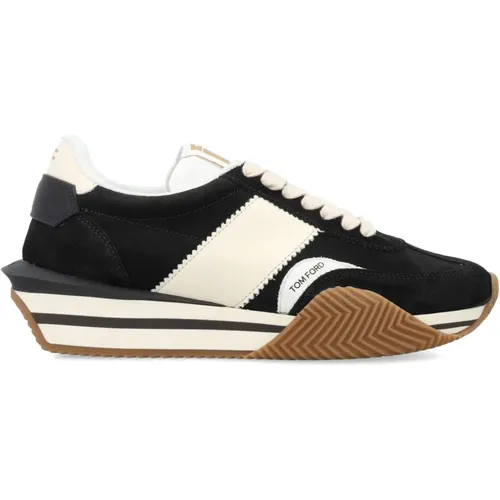 Black Cream Sneakers James Ss24 , male, Sizes: 7 UK, 8 UK, 9 UK - Tom Ford - Modalova