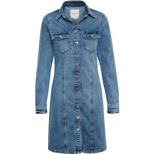 Smart Denim Dress with Long Sleeves and Button Closure , female, Sizes: M, XS - Part Two - Modalova