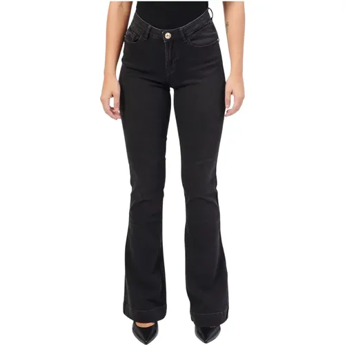 Schwarze Flare Jeans mit Taschen , Damen, Größe: W34 - YES ZEE - Modalova